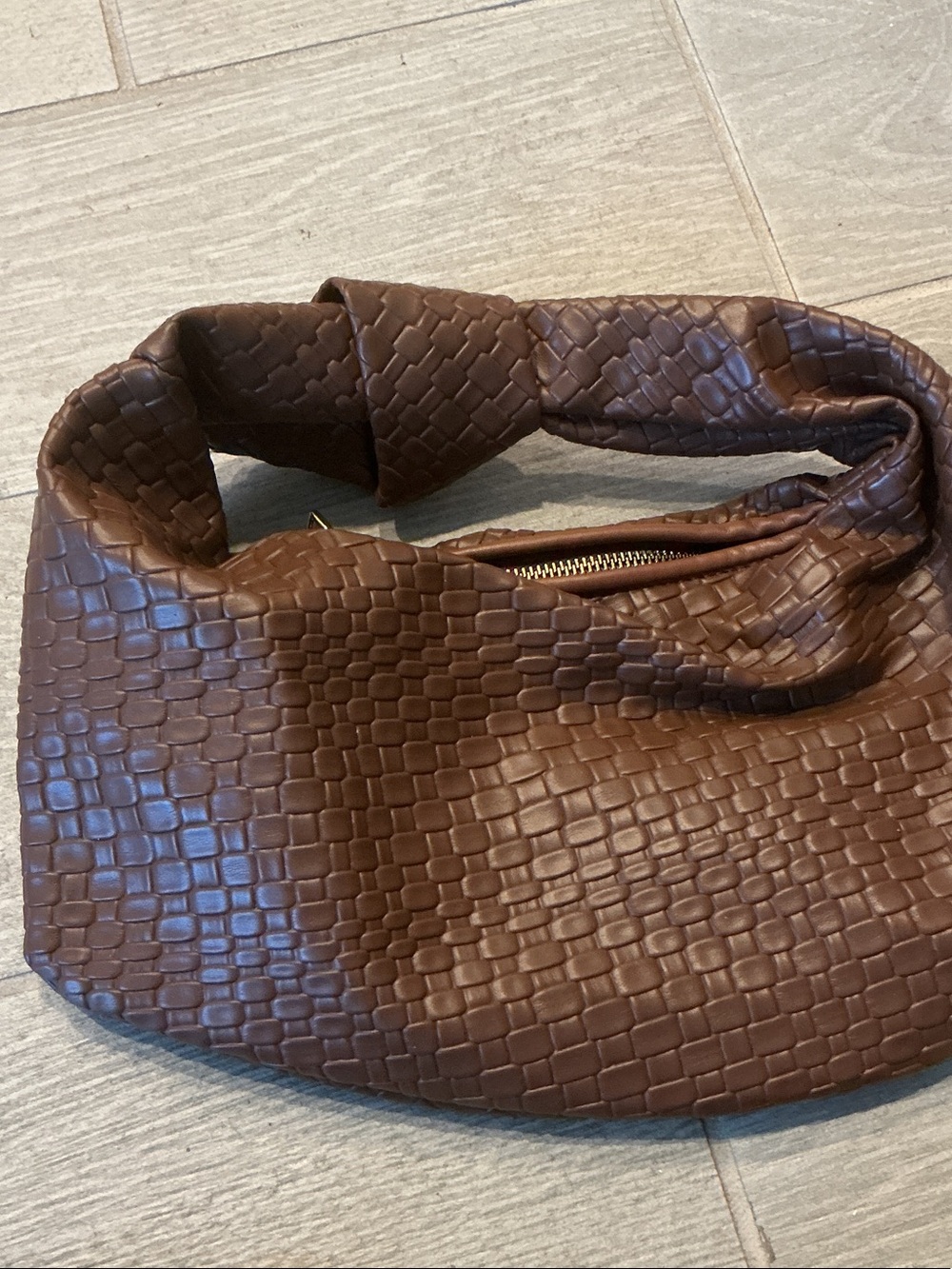 MOTF Woven Shoulder Bag - Brown Vegan Leather